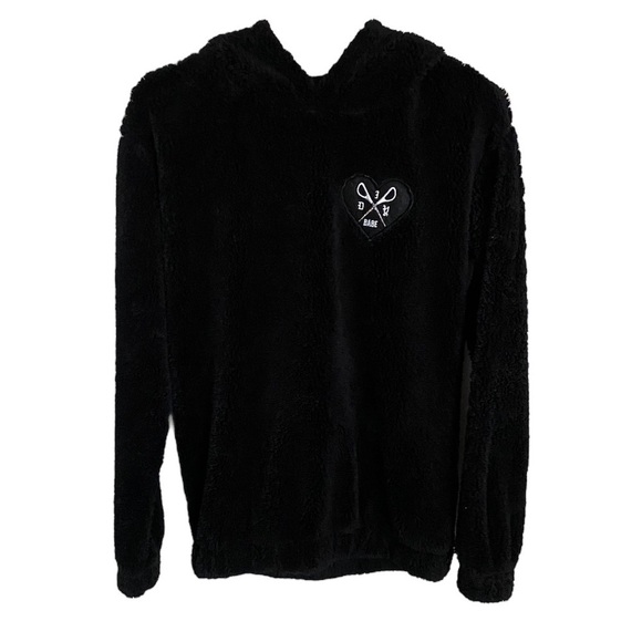 Ardene Black Sherpa Hoodie DIY Babe XS - Picture 1 of 8
